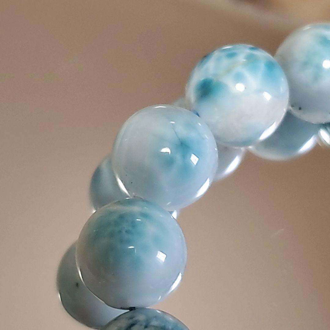 新品 未使用 約13.7㎜玉 天然 ラリマー ブルーペクトライト ブレスレット