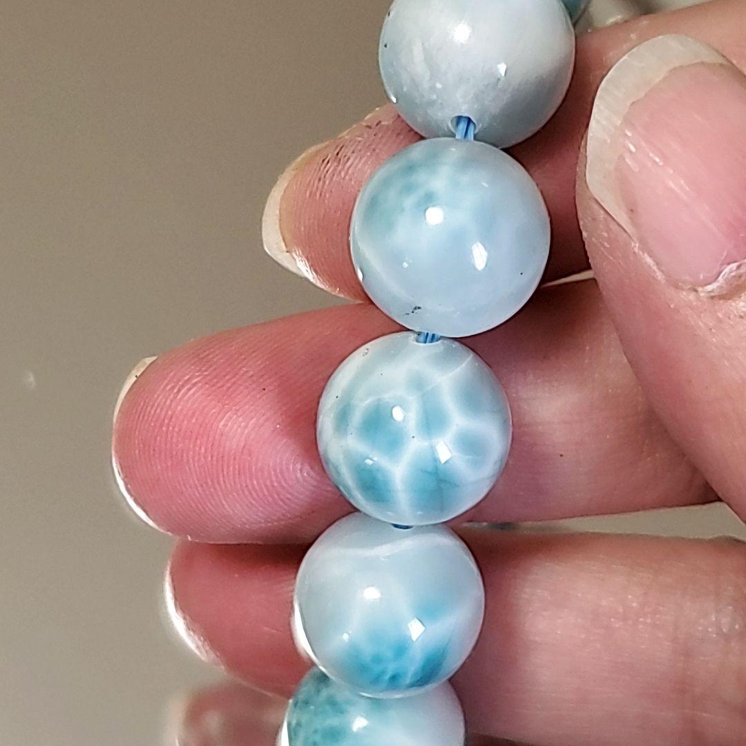 新品 未使用 約13.7㎜玉 天然 ラリマー ブルーペクトライト ブレスレット