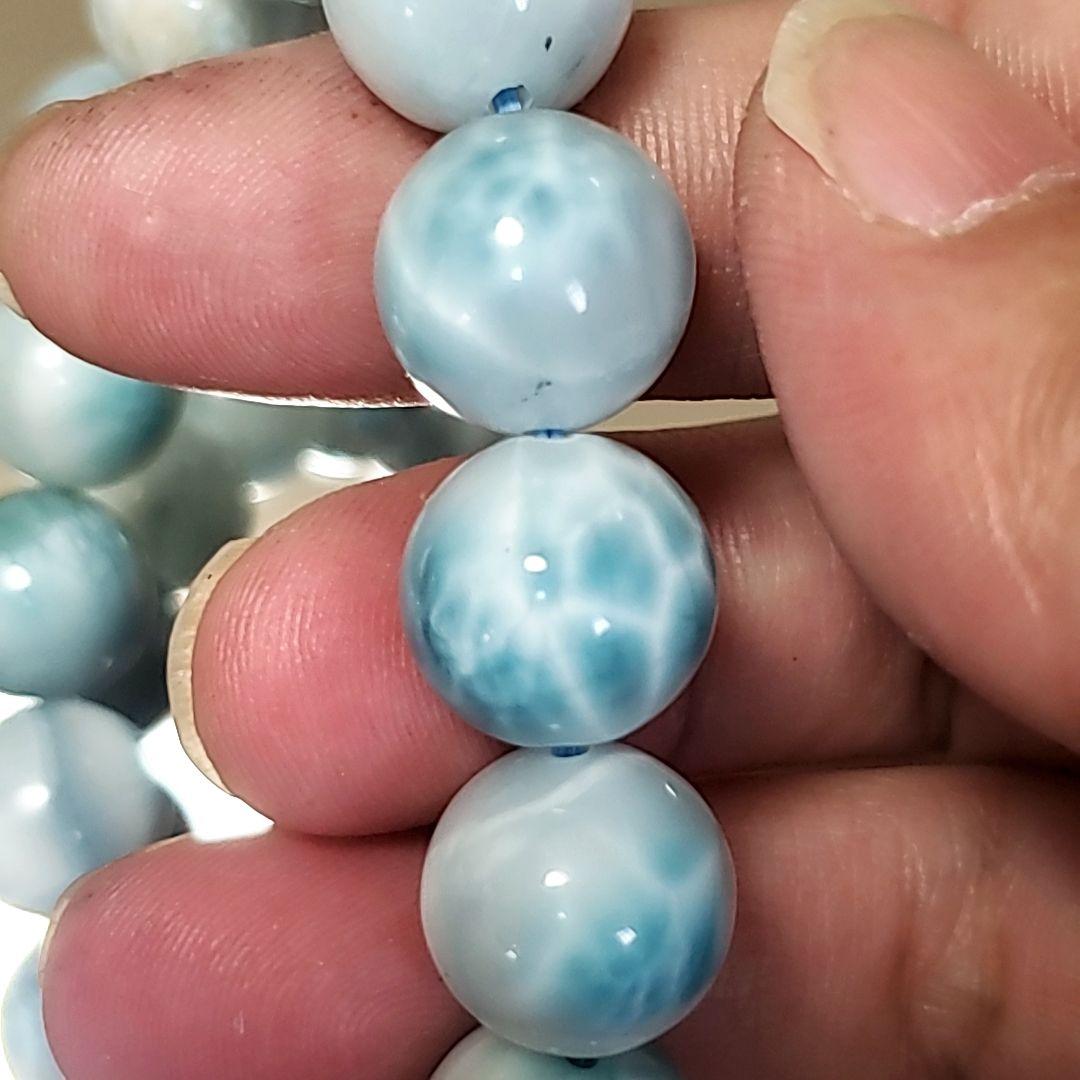 新品 未使用 約13.7㎜玉 天然 ラリマー ブルーペクトライト ブレスレット