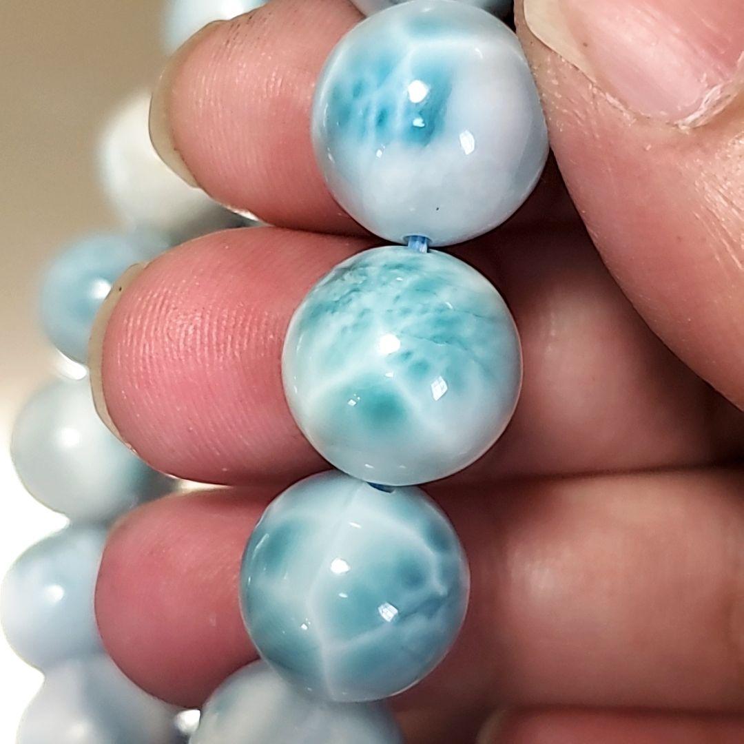 新品 未使用 約13.7㎜玉 天然 ラリマー ブルーペクトライト ブレスレット