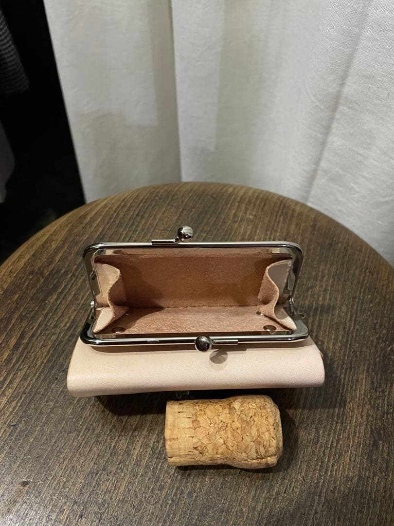 ハンドメイド　ミニがまぐちウォレット　ヌメ革　本革　レザー　革財布　プレゼント