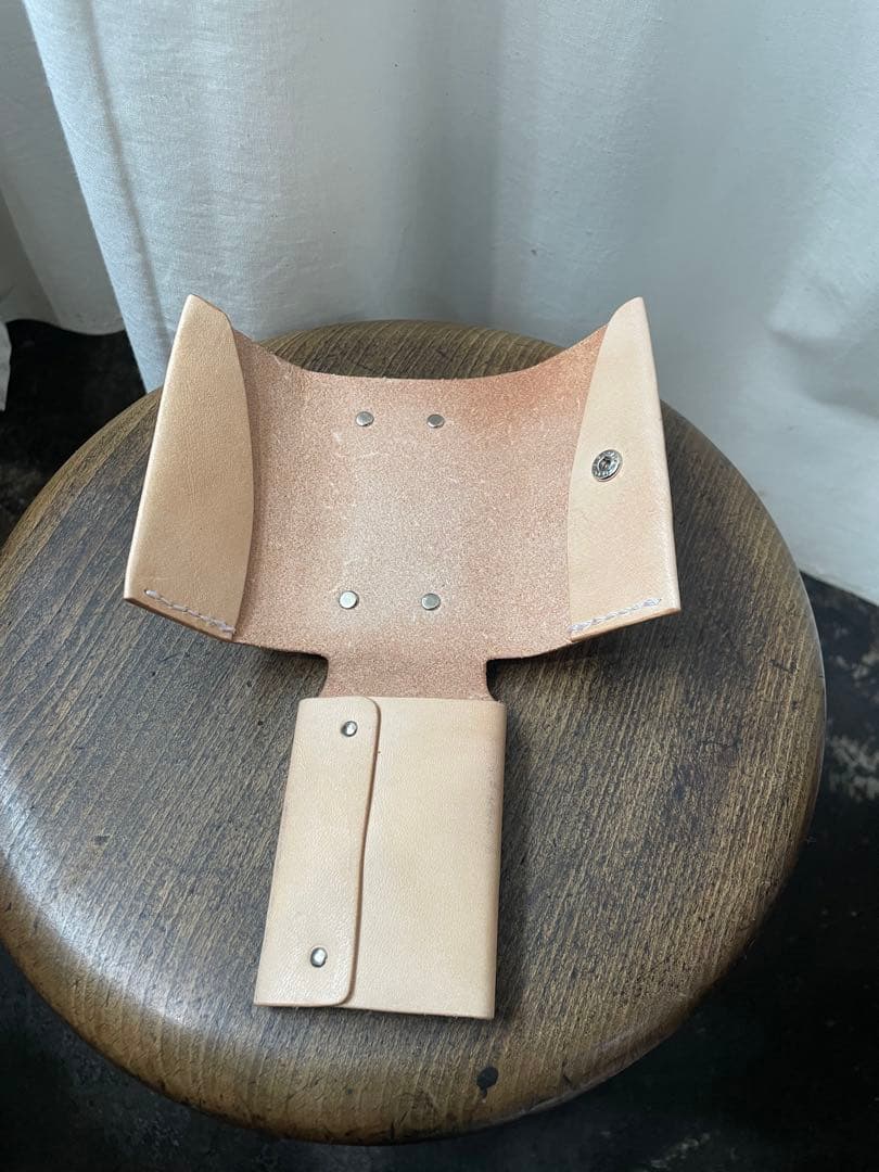 ハンドメイド　ミニがまぐちウォレット　ヌメ革　本革　レザー　革財布　プレゼント