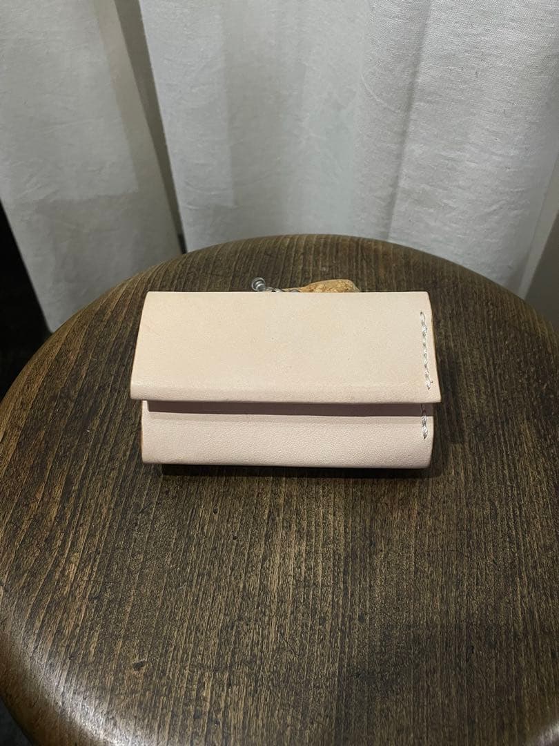 ハンドメイド　ミニがまぐちウォレット　ヌメ革　本革　レザー　革財布　プレゼント