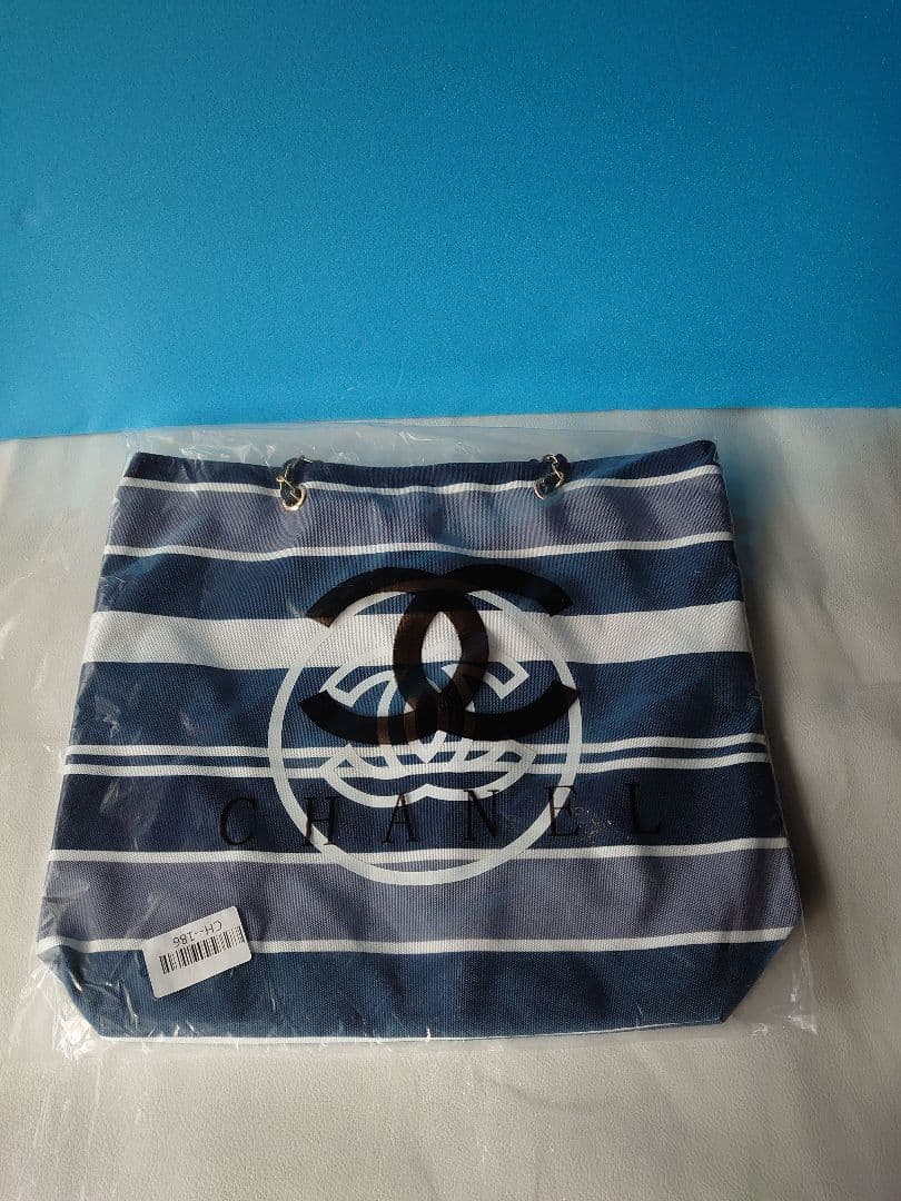 CHANEL ノベルティ チェーン ストライプ トートバッグ