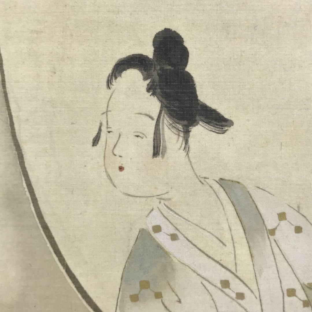 真作/瓢/作者不詳/美人画/納涼図/夏の掛軸/掛軸☆宝船☆AK-330