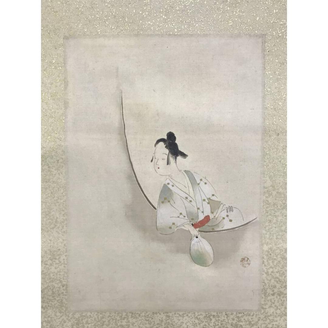 真作/瓢/作者不詳/美人画/納涼図/夏の掛軸/掛軸☆宝船☆AK-330