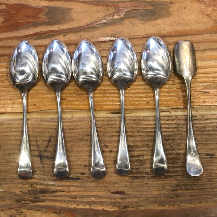 マッピン&ウェッブ　スプーン5本　プラス1本オマケ　イギリス　銀P  古道具