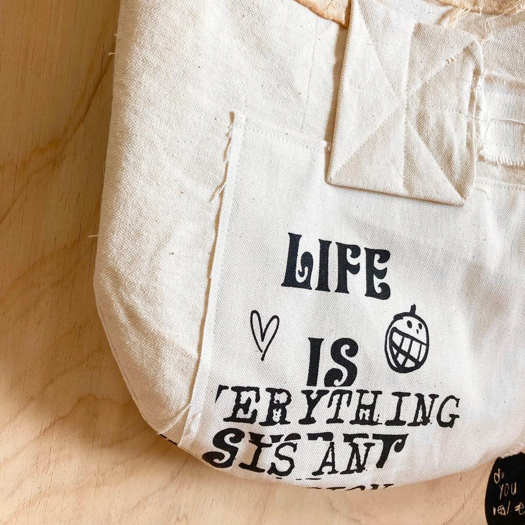 ハンドメイド　ショルダーバック柿渋染め　オリジナルイラスト