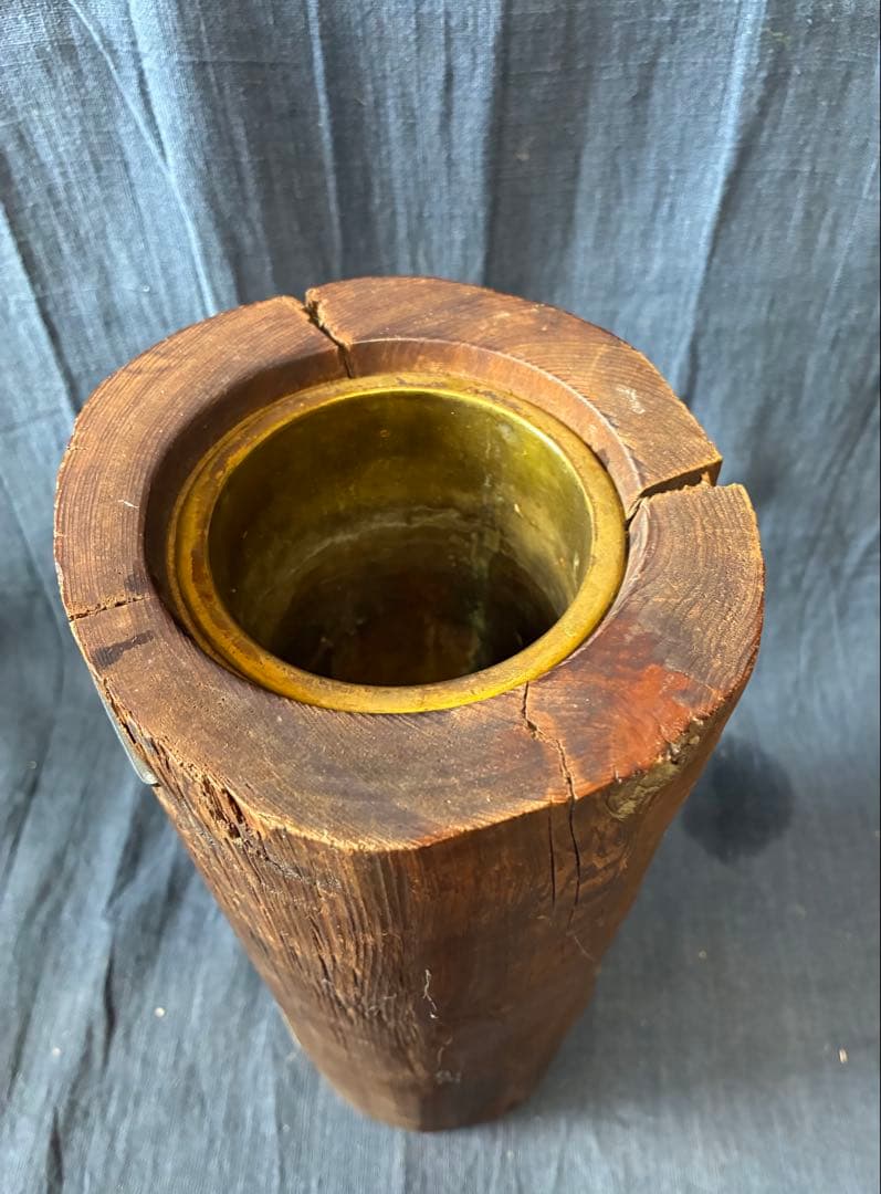 極楽院の焼印のある古材　一輪挿し　廃材