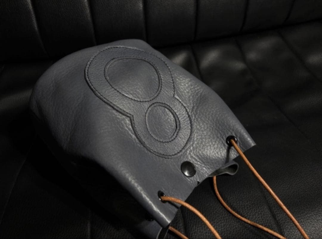 ハンドメイド⭐︎オイルドナチュラルシボレザー巾着バッグ 持手 革丸コード☆ホック付