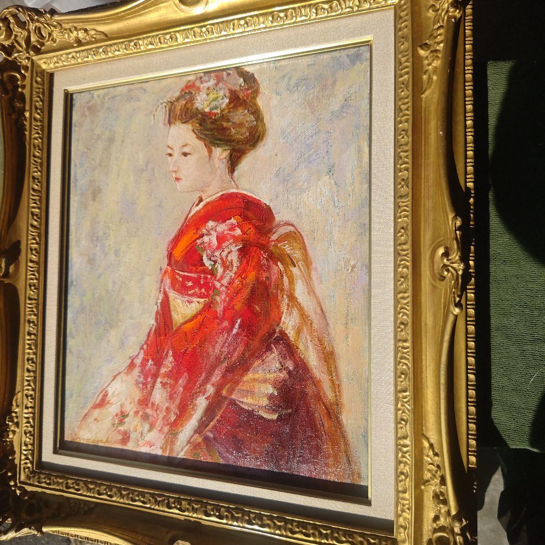 肉筆画　【少女】　直筆サインあり　写実画 舞妓I