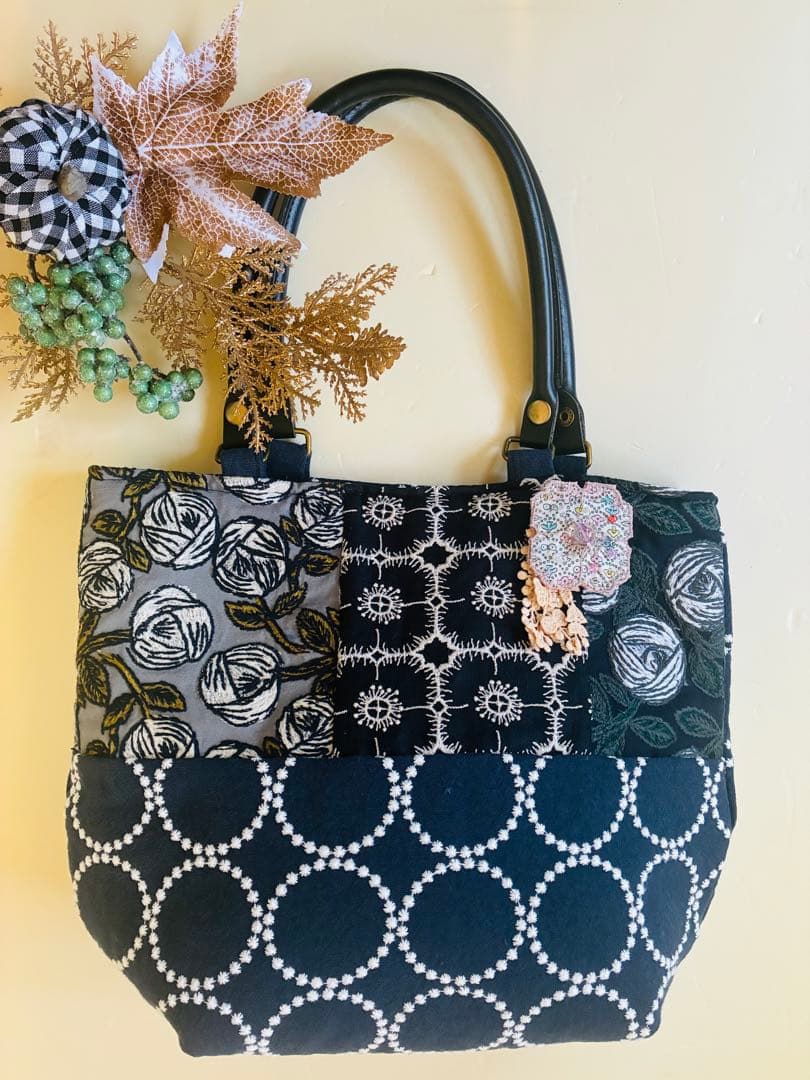 ミナペルホネン/アネモネ、Rosyドロップ型トートバッグ