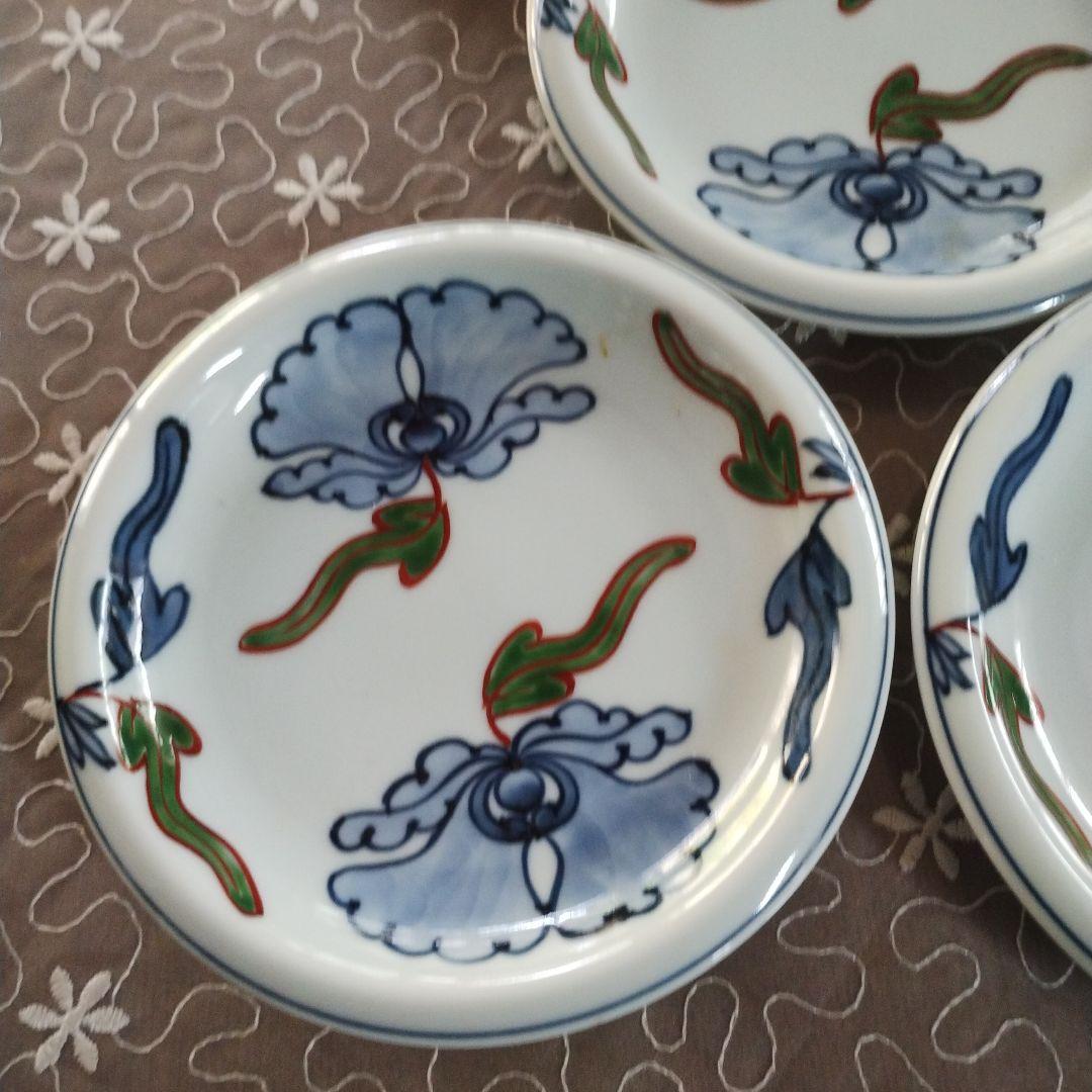 【箱なし 新品】有田焼源右衛門窯　染錦 唐花牡丹 銘々皿　5枚