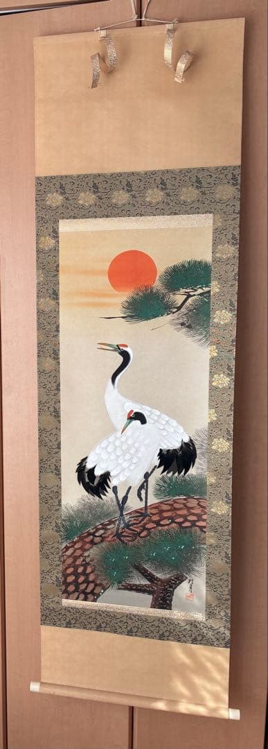 木製掛軸箱2セット、掛軸3金具4付