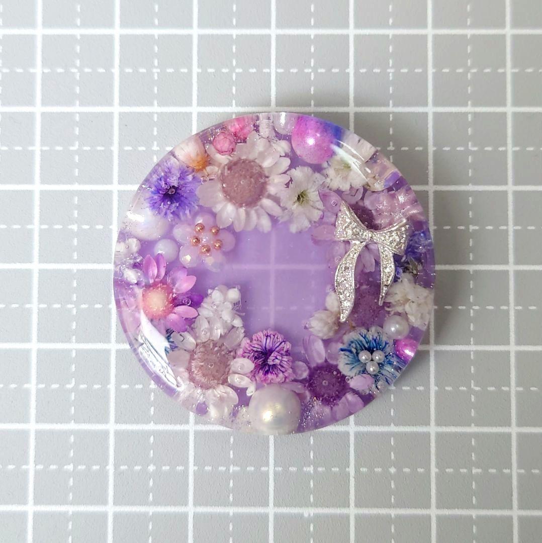 レジン　猫　ドライフラワー　ヘアゴム　ブローチ　ポニーフック　No.582