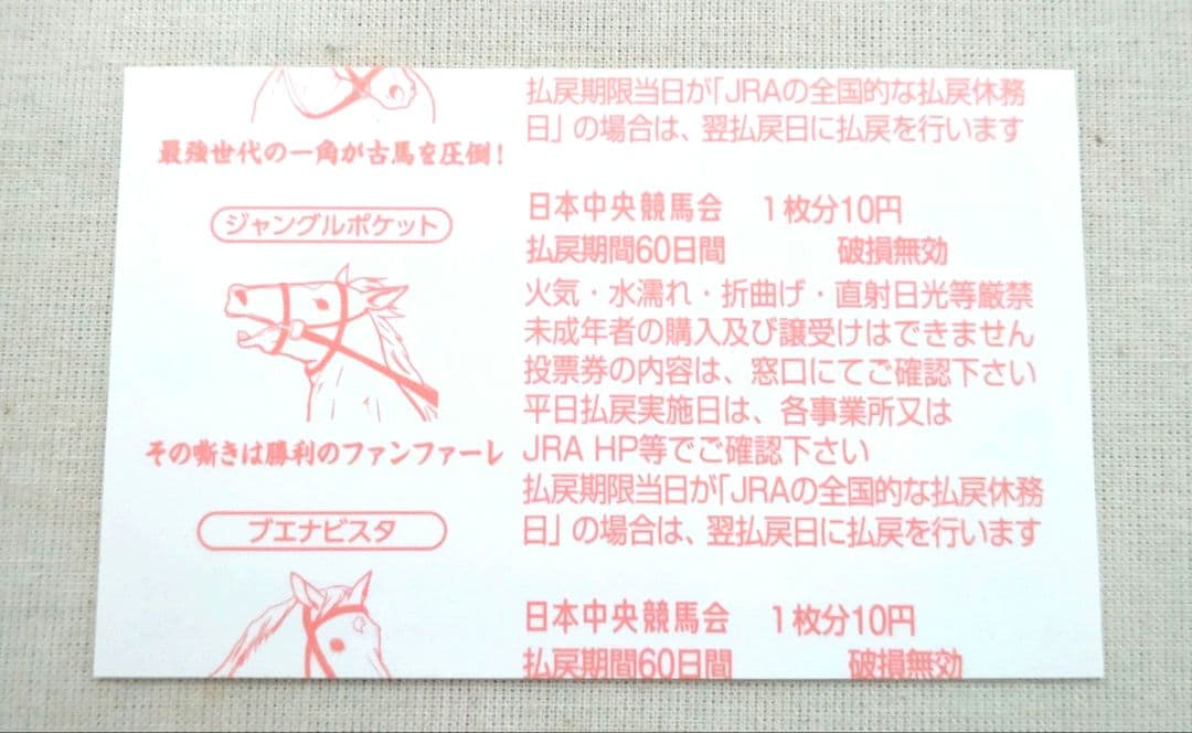 ジェンティルドンナ　２０１２年ジャパンカップ　現地購入単勝馬券