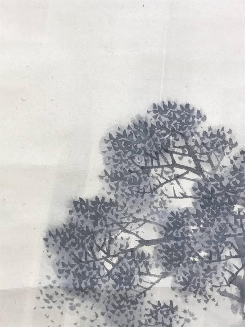 真作/長谷川玉峰/時雨田家図/山水図/5月掛け/掛軸☆宝船☆AE-420