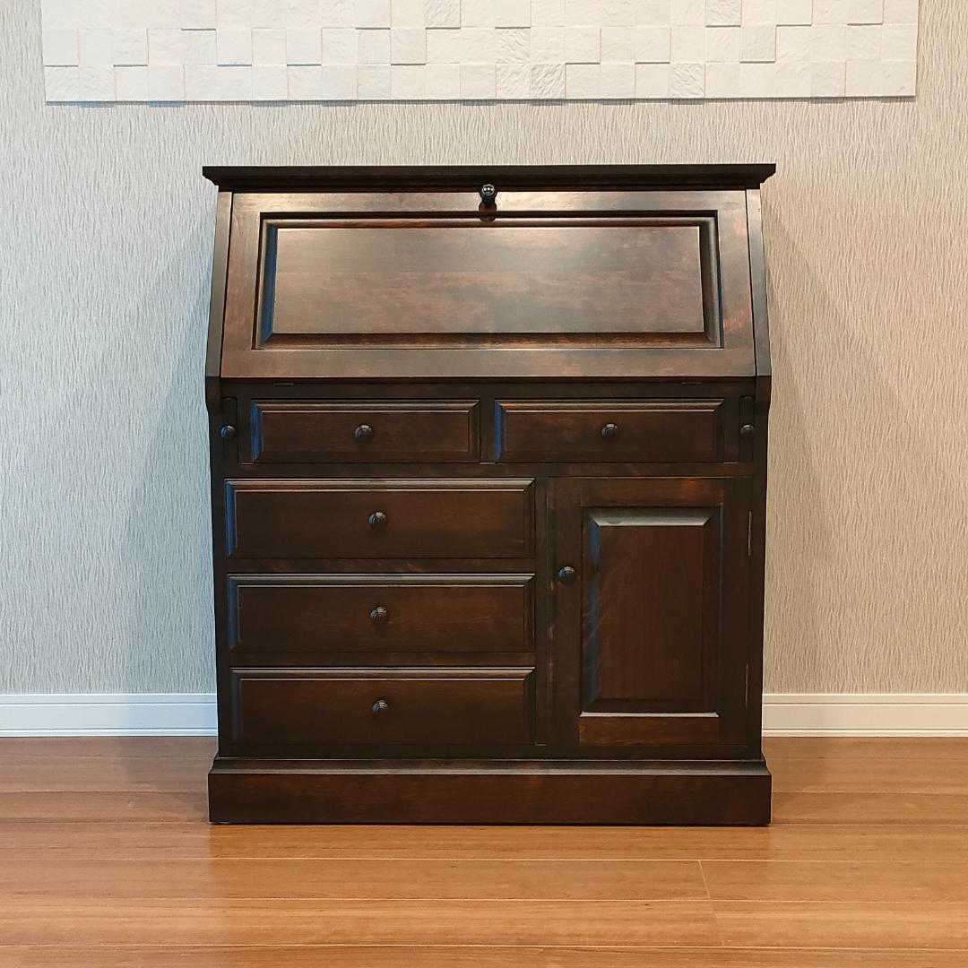 〈美品〉勇峰工芸　ライディングビュロー　デスク　樺材