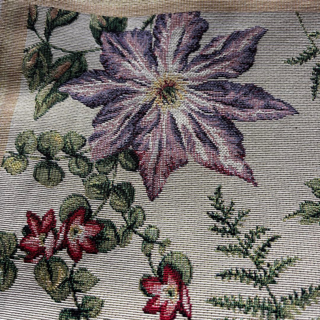 トートバッグ　インドコブラン織　ハンドメイド　華やかな花柄　クレマチスバラ花柄