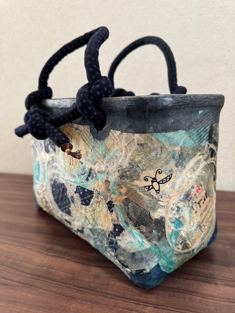 一閑張りバッグ ハンドメイド かごバッグ