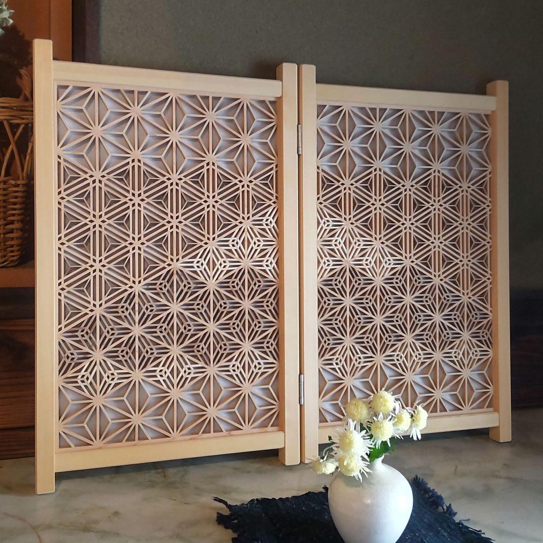組子細工 組子 富士山 透かし模様 衝立 パーテーション 職人技