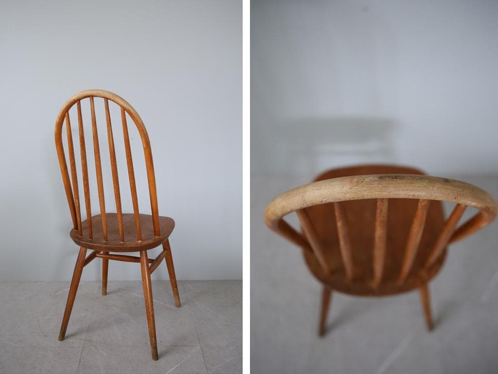 英国アンティーク木製フープバックチェア/イス/クエーカー/飾り棚(87-33-4