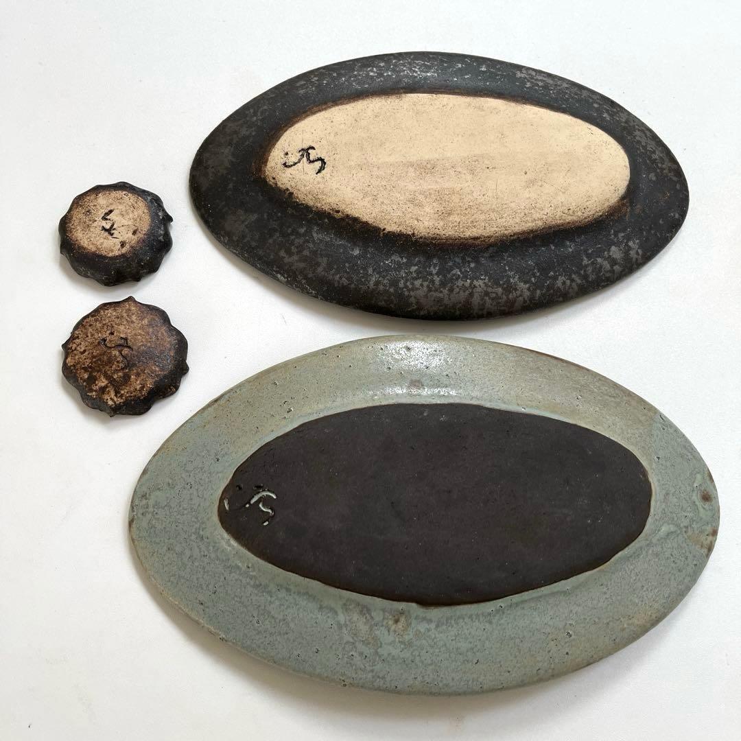 ★陶芸家・希少★オーバル皿と箸置きのセット