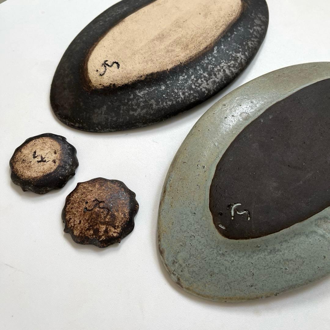 ★陶芸家・希少★オーバル皿と箸置きのセット