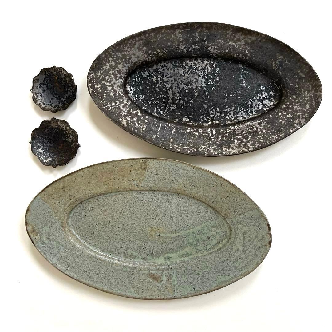★陶芸家・希少★オーバル皿と箸置きのセット
