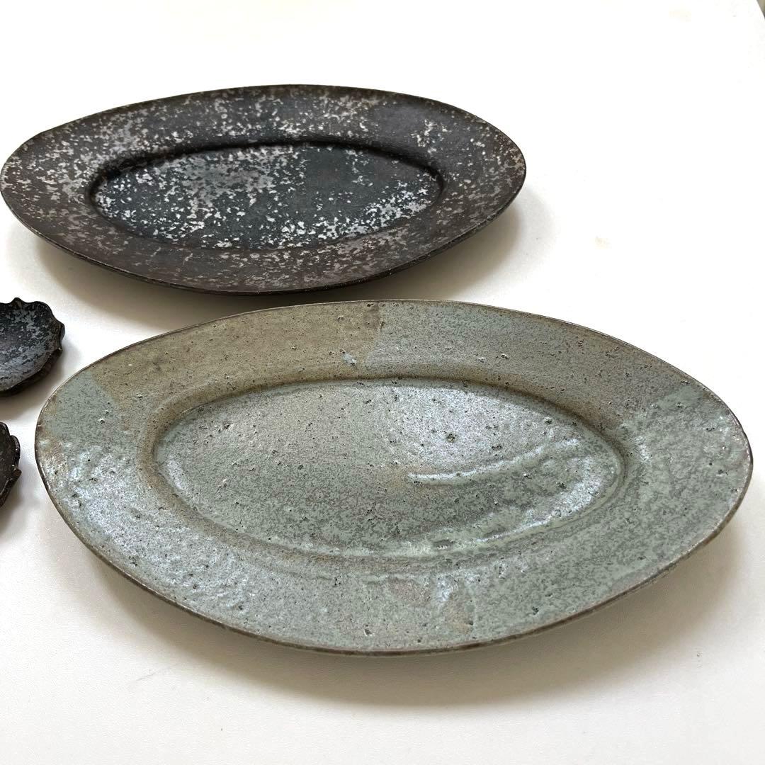 ★陶芸家・希少★オーバル皿と箸置きのセット