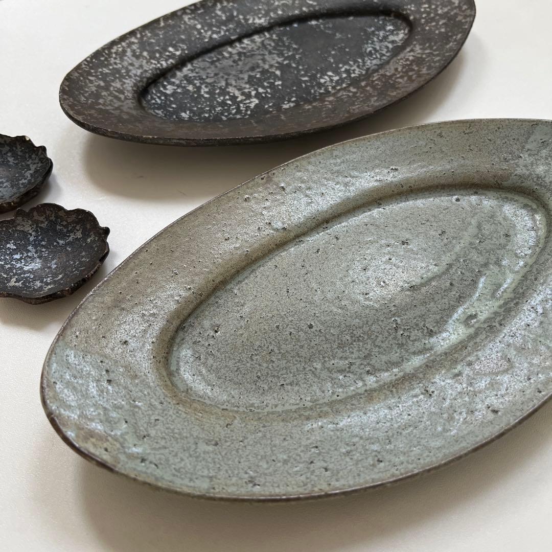 ★陶芸家・希少★オーバル皿と箸置きのセット