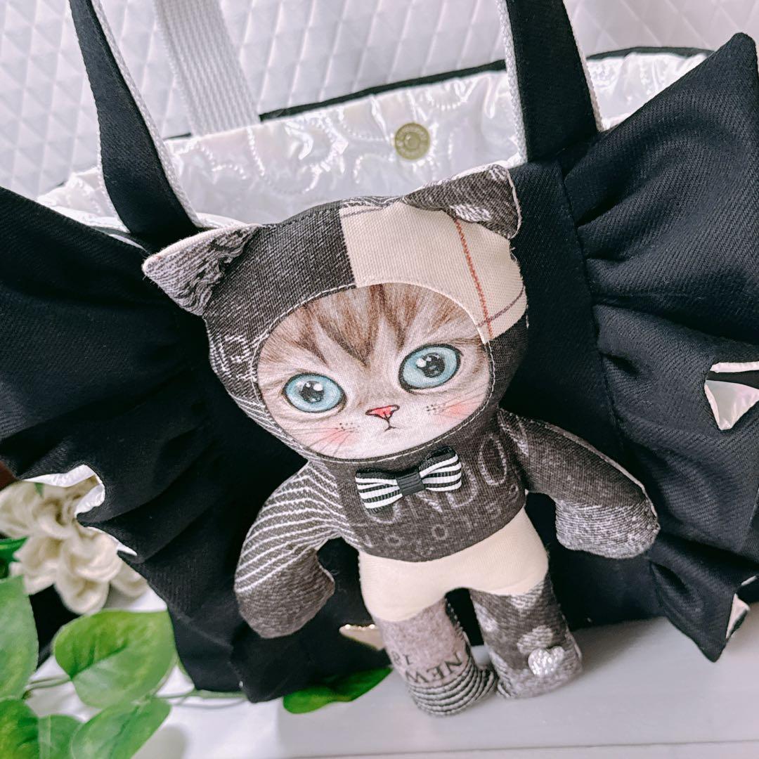 r*e様 コヤンイサムチョン♡ 着ぐるみサバネコちゃんのブラックデニムトートバッ