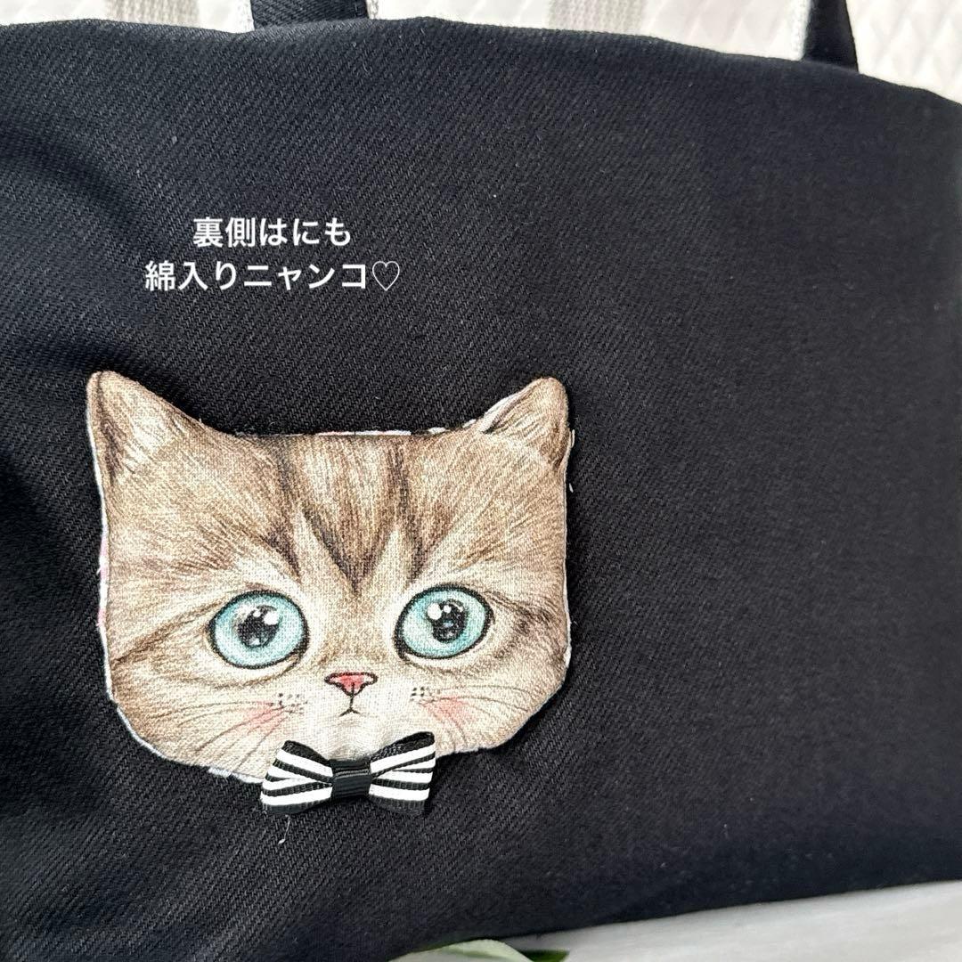 r*e様 コヤンイサムチョン♡ 着ぐるみサバネコちゃんのブラックデニムトートバッ