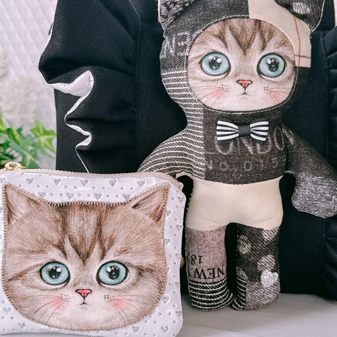 r*e様 コヤンイサムチョン♡ 着ぐるみサバネコちゃんのブラックデニムトートバッ