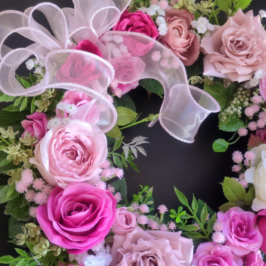 大人可愛いバラリース♪アーティフィシャルフラワーリース♪