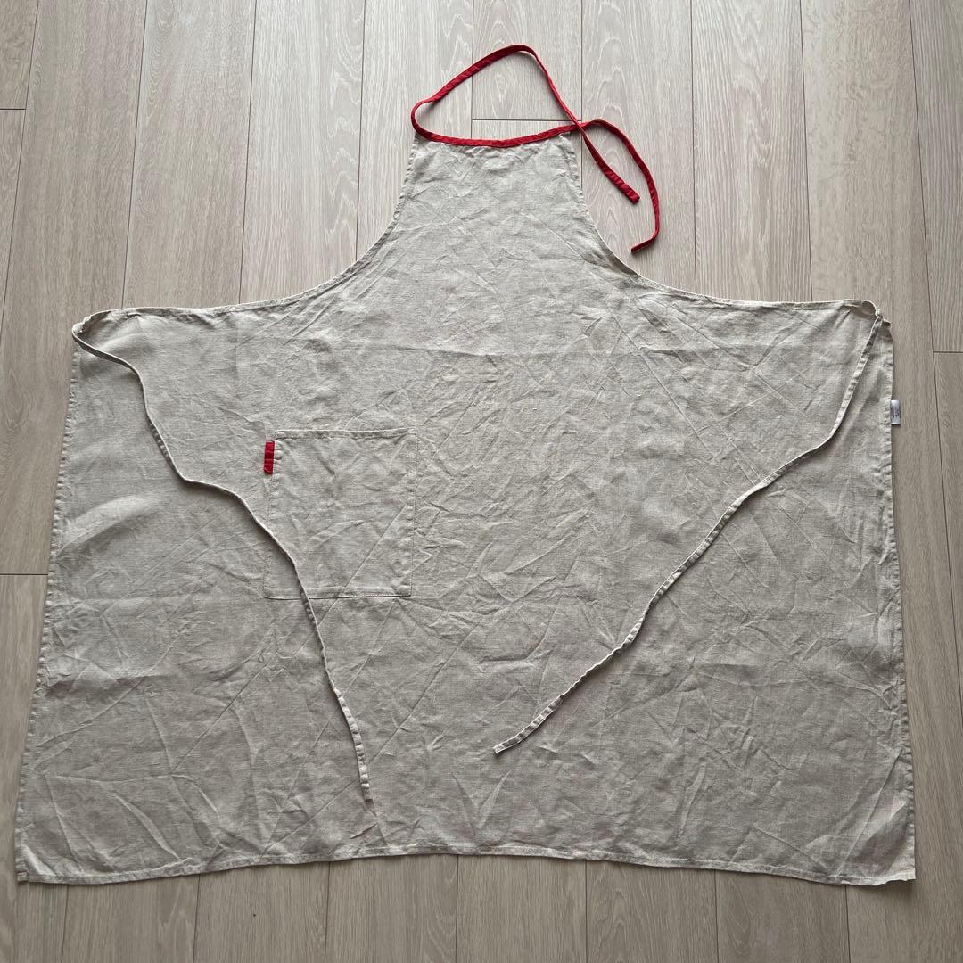 LINO E LINA リネン フルエプロン ミラ 【フラックス/レッド】