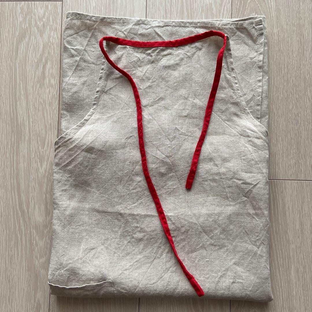 LINO E LINA リネン フルエプロン ミラ 【フラックス/レッド】