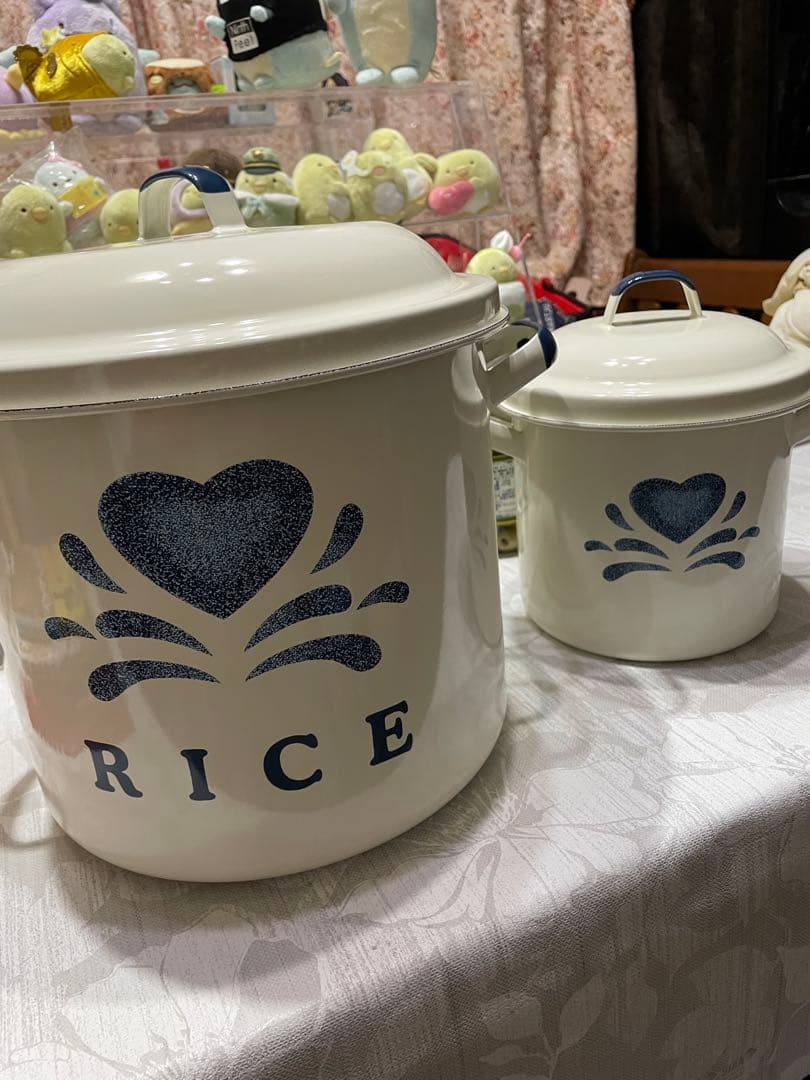 アメリカンカントリー　ブルーハート　ホーローキャニスター2点セット