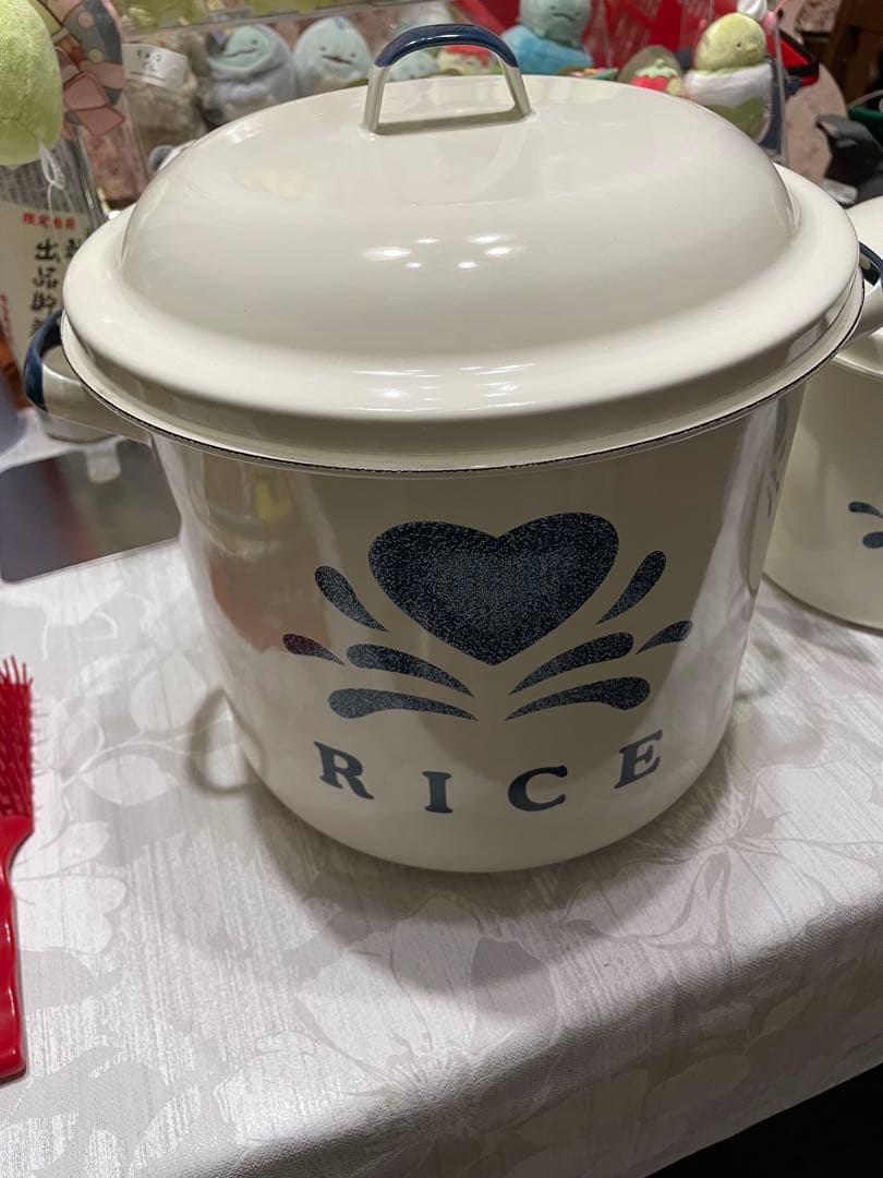 アメリカンカントリー　ブルーハート　ホーローキャニスター2点セット