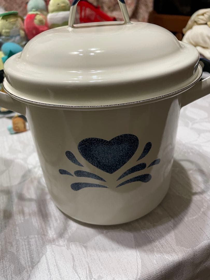 アメリカンカントリー　ブルーハート　ホーローキャニスター2点セット