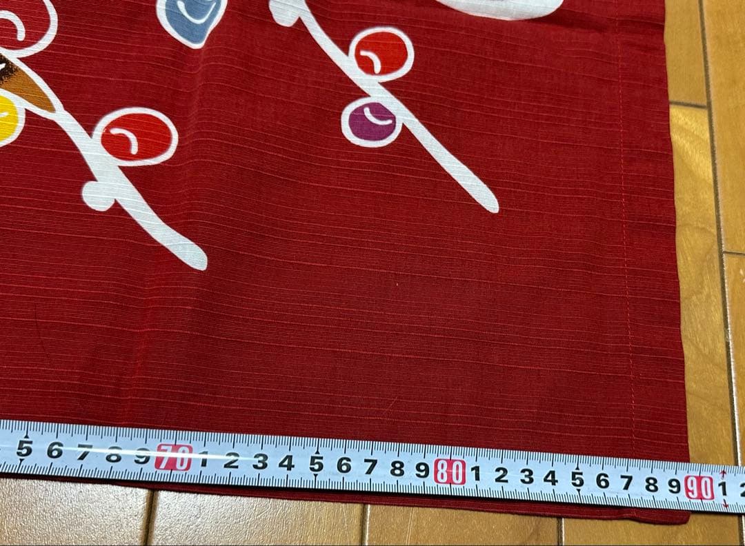 昭和レトロ 年代物 沖縄 のれん 和風 赤 エンジ 赤茶 90cm×90cm