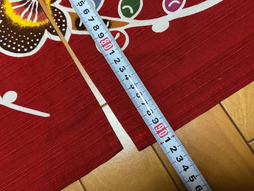 昭和レトロ 年代物 沖縄 のれん 和風 赤 エンジ 赤茶 90cm×90cm