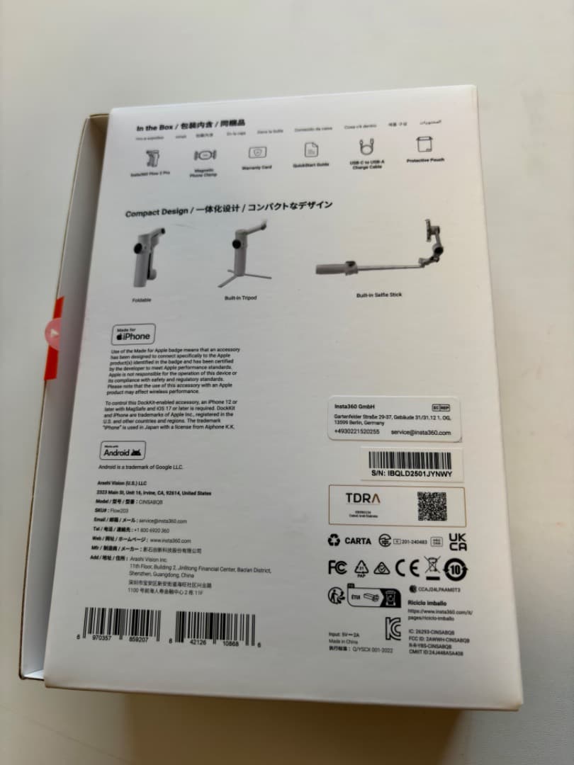 ほぼ新品　insuta360 Flow 2 pro　付属品完備品　ジンバル