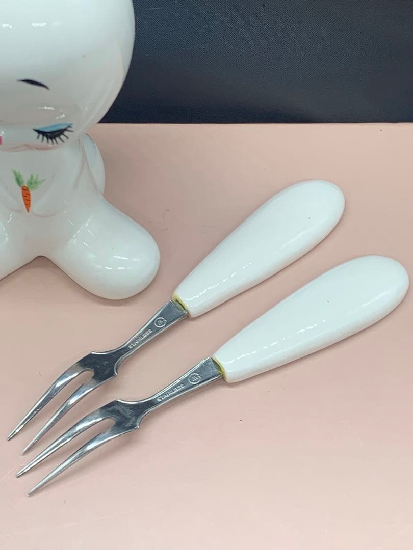 内藤ルネ　うさぎ　フォーク　陶器