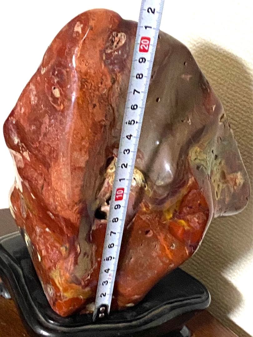 佐渡 赤玉石 瑪瑙石 赤石 赤茶石 原石 鑑賞石 置物 木台付