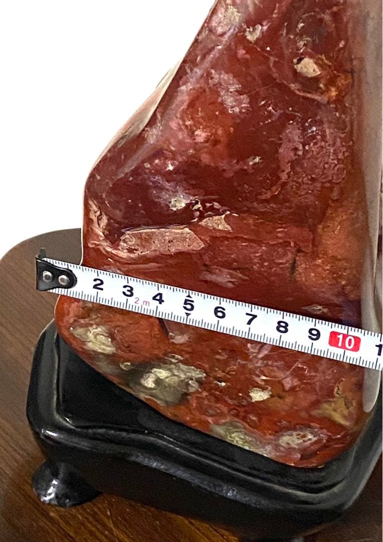 佐渡 赤玉石 瑪瑙石 赤石 赤茶石 原石 鑑賞石 置物 木台付