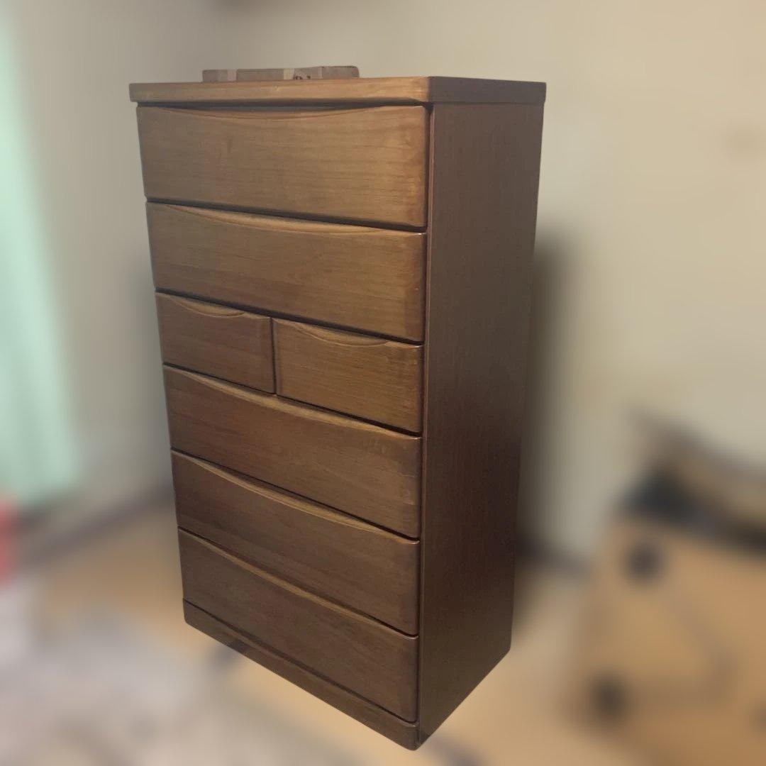 【関家具 / 大川家具】ハイチェスト トリノDX 6段 ブラウン 80-6HC