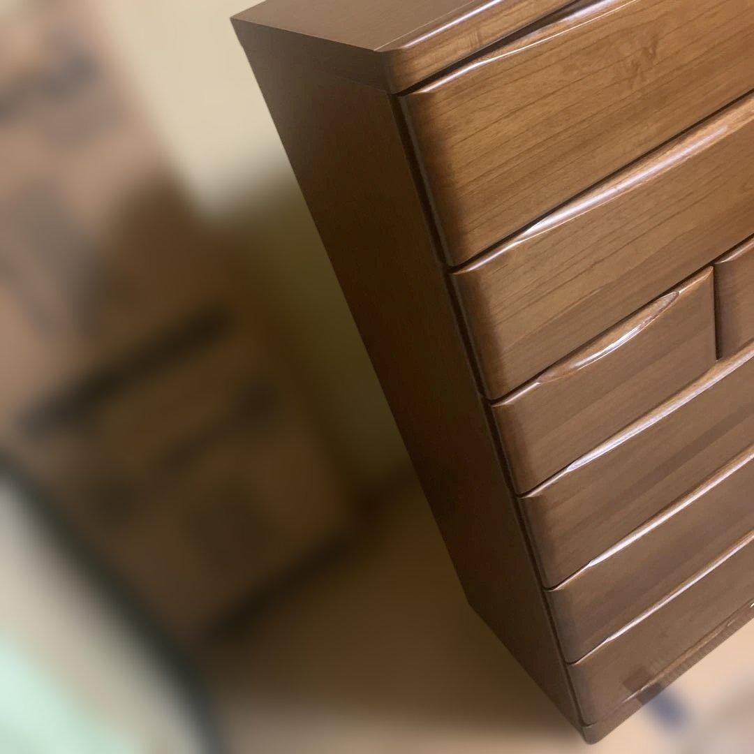 【関家具 / 大川家具】ハイチェスト トリノDX 6段 ブラウン 80-6HC