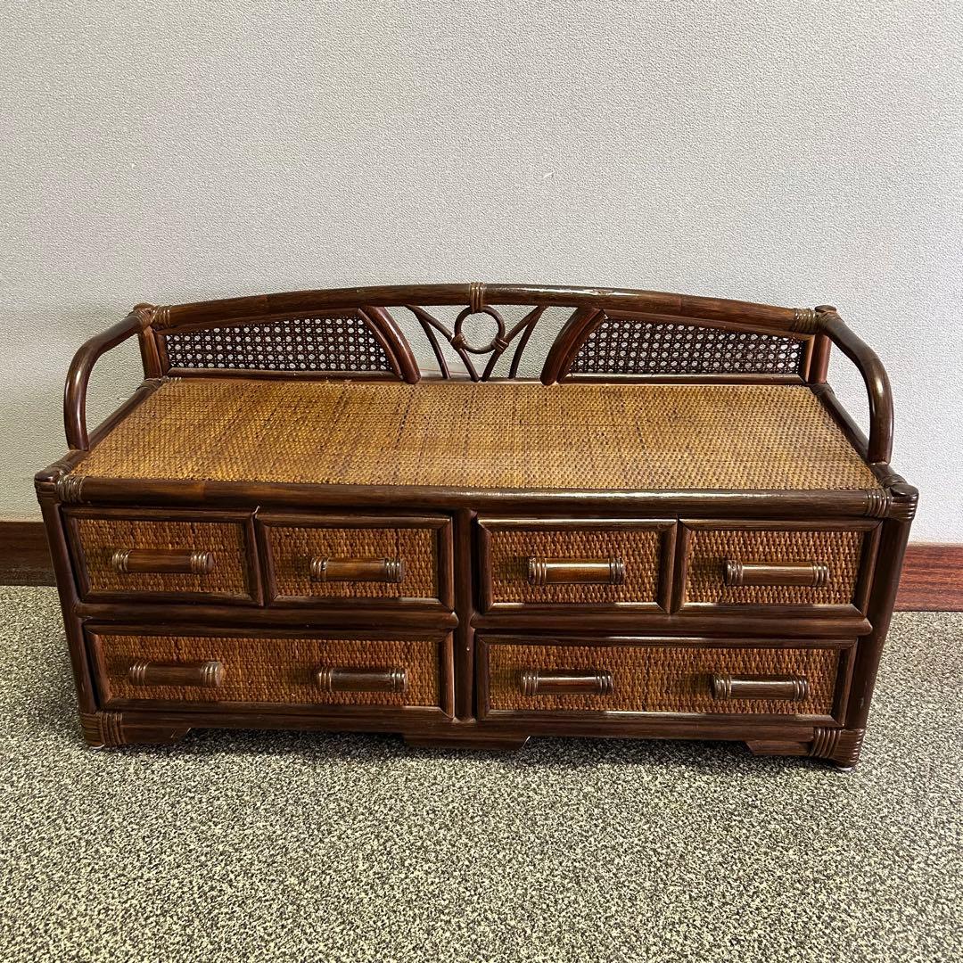 【美品】チェスト キャビネット ラタン 籐