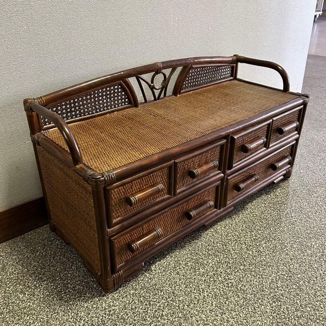【美品】チェスト キャビネット ラタン 籐
